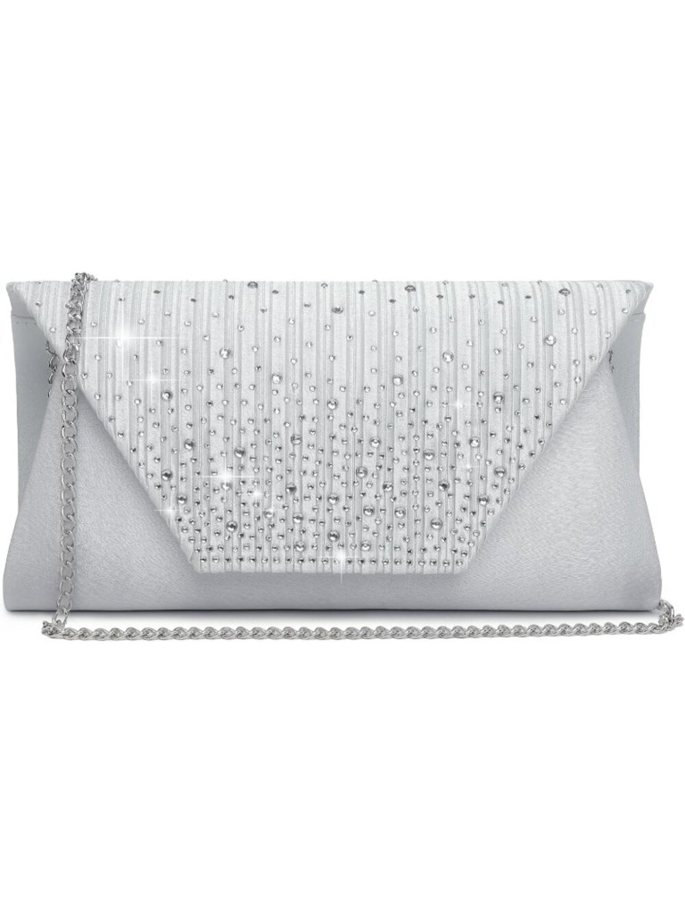〽️ Women's Silver Evening Clutch Purse Wedding Party Cocktail Formal Bag